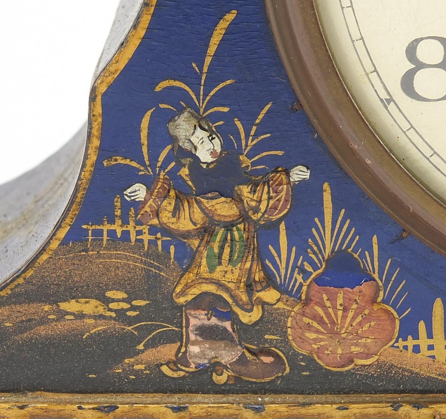 1920's Smiths electric chinoiserie lacquered mantle clock with Roman numerals, 23.5cm wide : For - Image 3 of 9