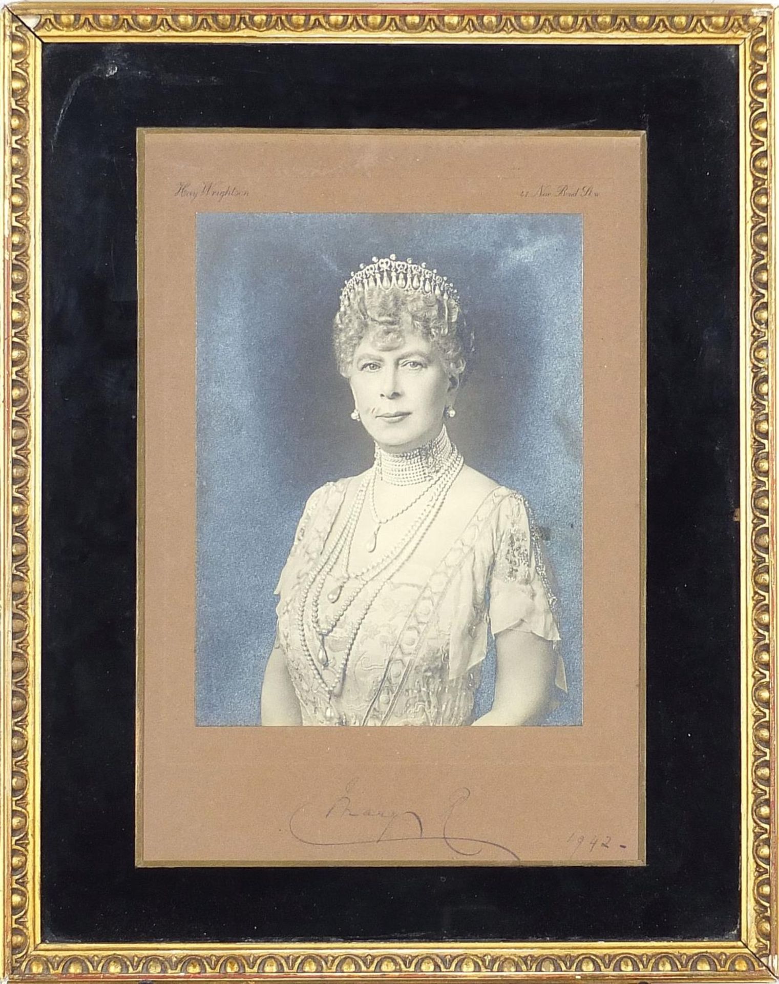 Mid 20th century signed photo of Mary of Teck, dated 1942, details verso, mounted, framed and - Image 4 of 14