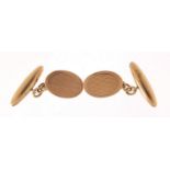Pair of 9ct gold cufflinks, 2.5cm wide, 7.0g : For Further Condition Reports Please Visit Our