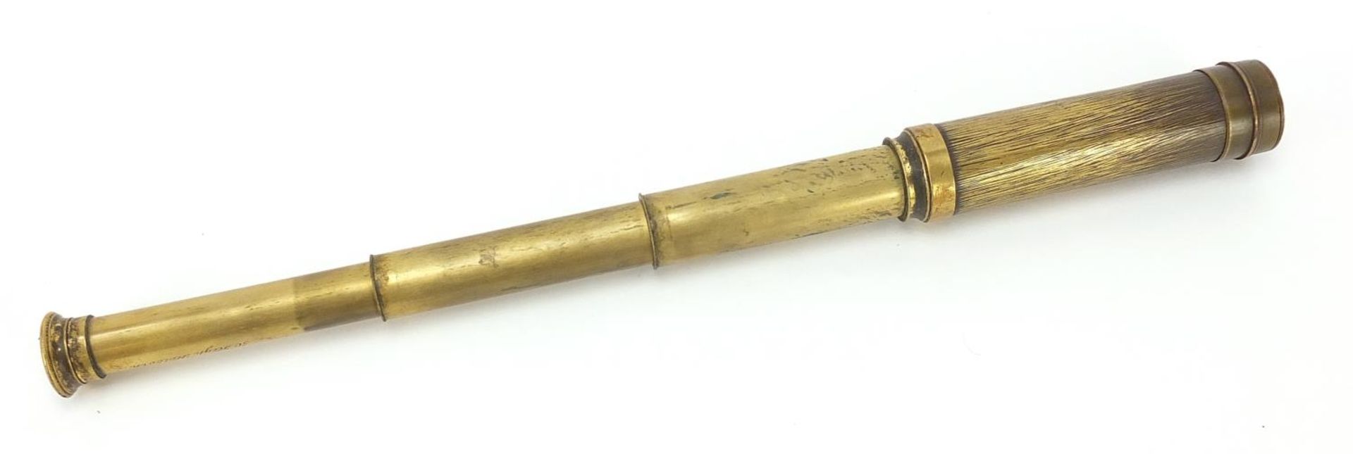 Victorian Keyzor & Bendon three draw brass telescope, 15cm in length when closed : For Further - Image 5 of 10