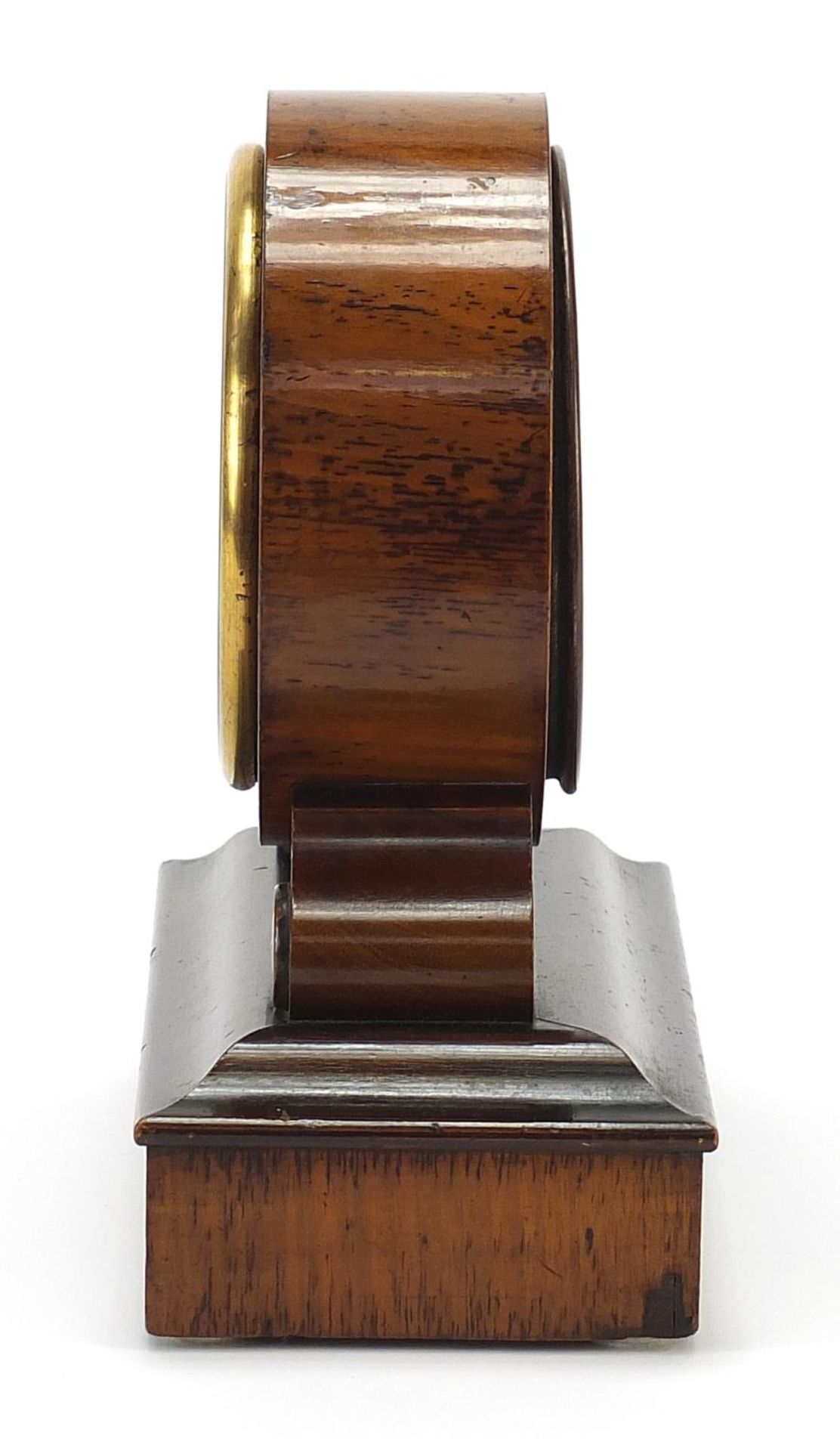 19th century walnut mantle clock with Roman numerals, the movement impressed V.A.P Brevete, 22.5cm - Image 3 of 7