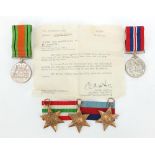 Five British military World War II medals including three stars : For Further Condition Reports