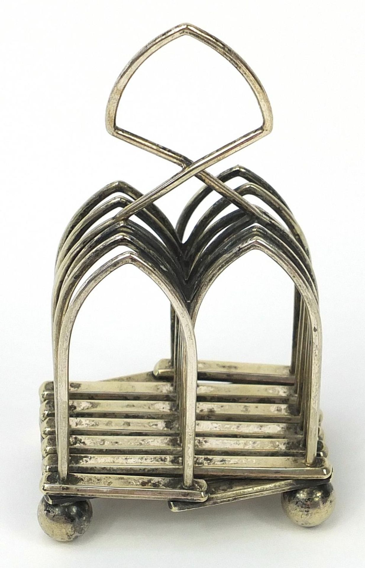 Silver plated concertina toast rack numbered 891, 17.5cm high : For Further Condition Reports Please - Bild 4 aus 6