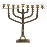 Nine branch bronzed altar candelabra, 40.5cm high x 46.5cm wide : For Further Condition Reports