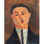Head and shoulders portrait of a gentlemen, Italian Fauvist oil on board, framed, 49.5cm x 39.5cm