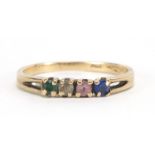 9ct gold multi gem ring, size P, 1.9g : For Further Condition Reports Please Visit Our Website -