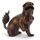 Chinese patinated bronze incense burner in the form of a Foo dog, 18cm in length : For Further