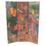 Abstract composition figures, three fold screen, 164cm high : For Further Condition Reports Please