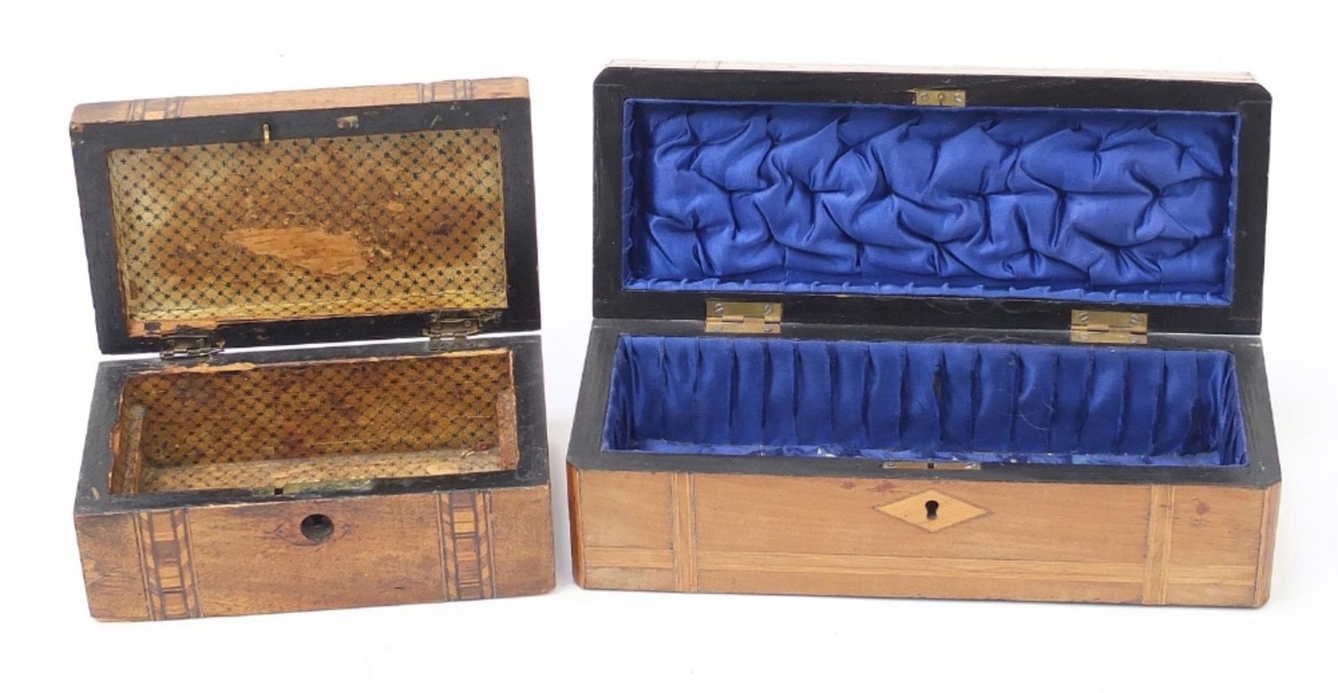 Two 19th century inlaid wooden boxes, the largest 27cm wide : For Further Condition Reports Please - Bild 2 aus 4