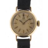 Omega, ladies 9ct gold wristwatch with a Omega watch box, 17mm in diameter : For Further Condition
