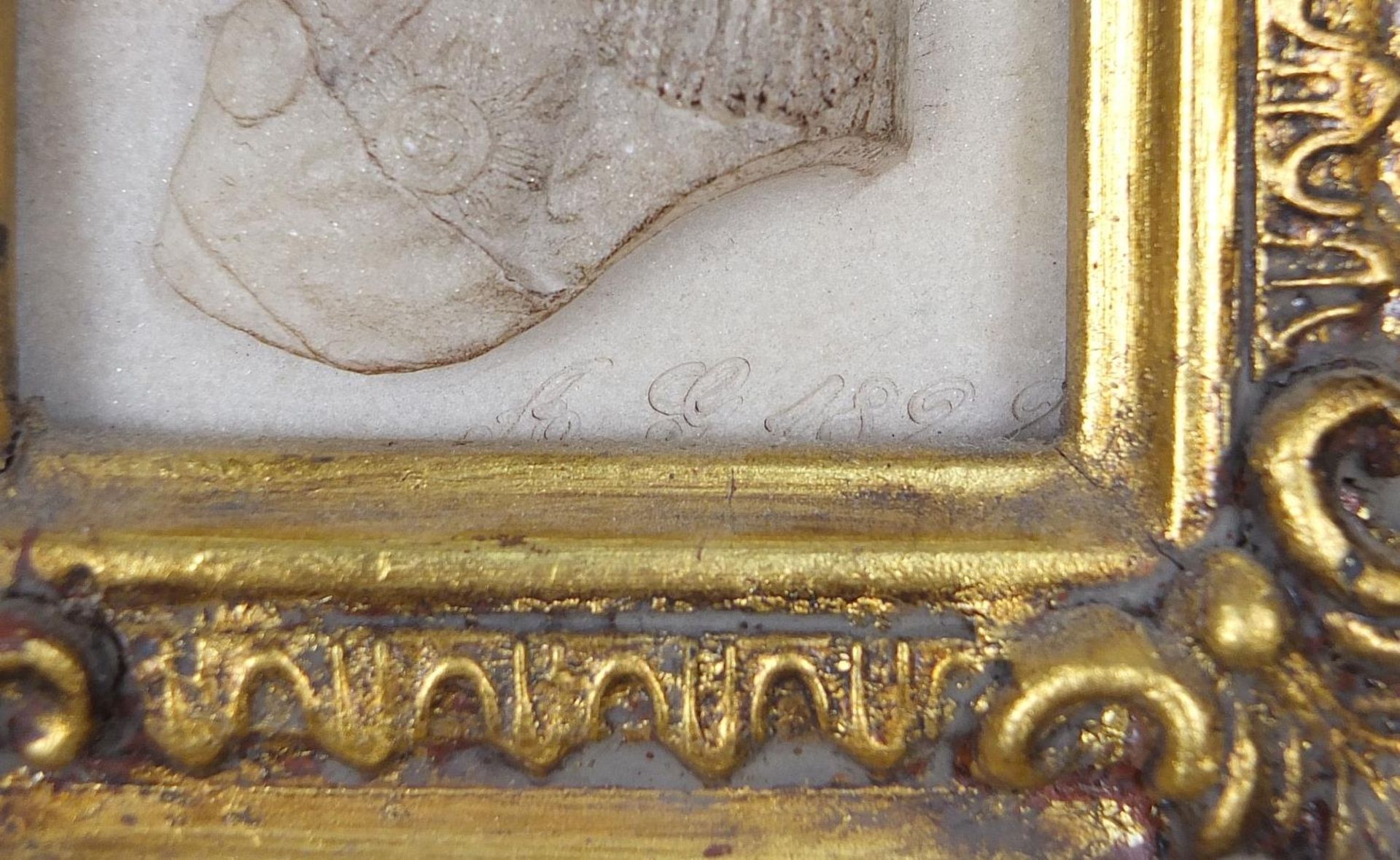 Naval interest marble style plaque of Lord Nelson housed in an ornate gilt frame, 20cm x 18cm - Image 6 of 8