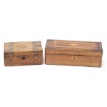 Two 19th century inlaid wooden boxes, the largest 27cm wide : For Further Condition Reports Please