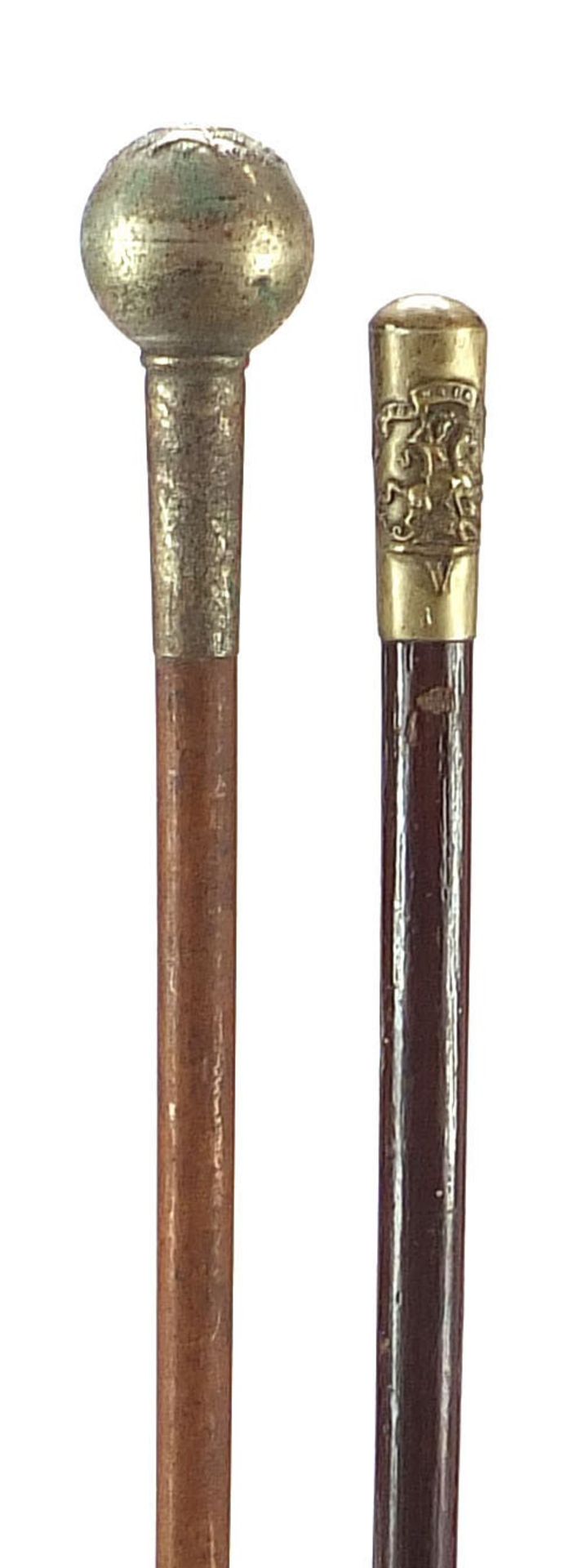 Two mililtary interest swagger sticks including Bedfordshire & Hertfordshire Regiment, 71cm in