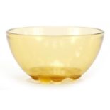 Rene Lalique, French amber glass Marienthal finger bowl, etched R Lalique, 12cm in diameter : For