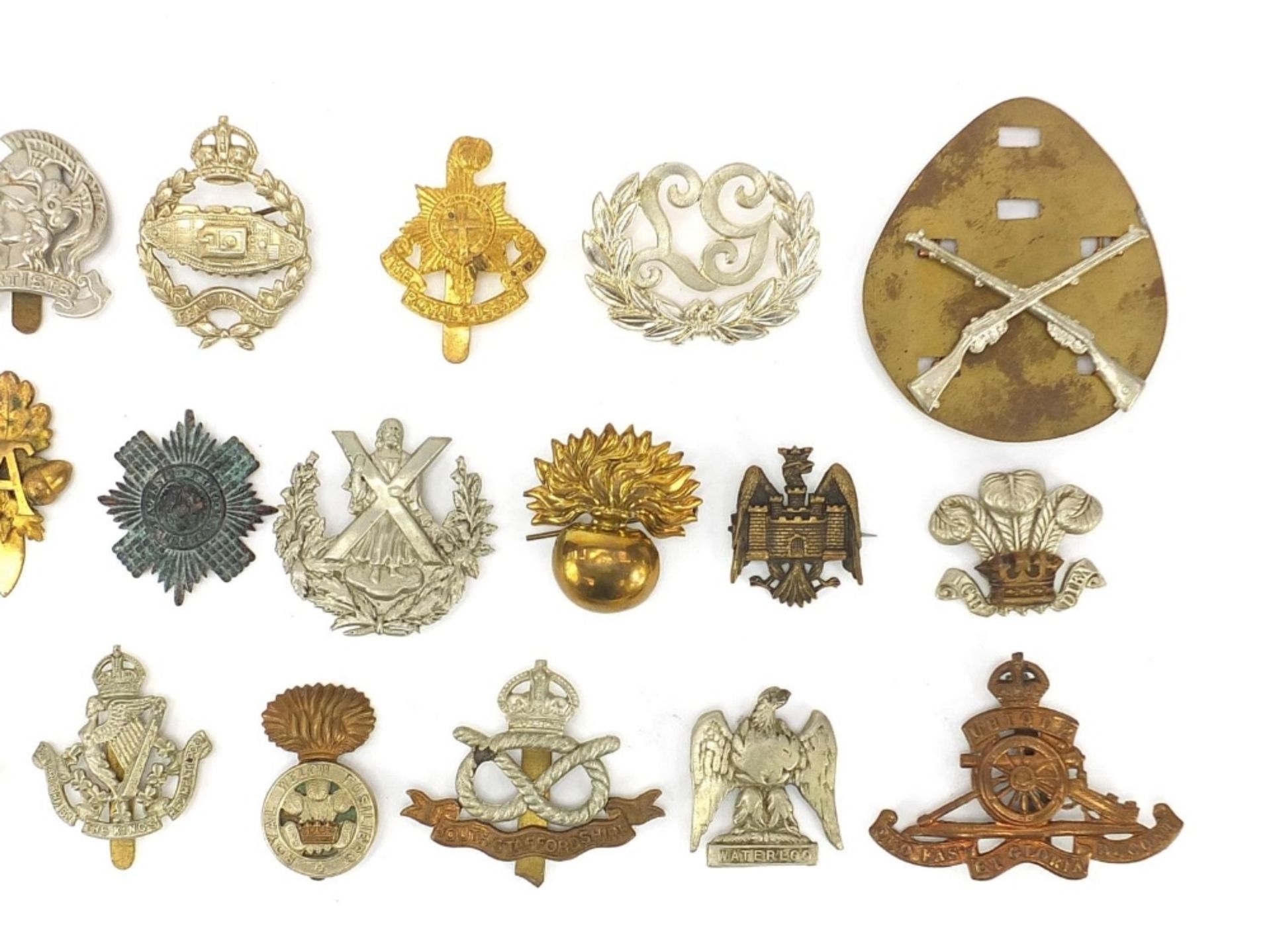 Military interest cap badges including Waterloo, The Welch and The Royal Sussex Regiment : For - Image 3 of 6
