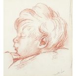 Alfred Neville Lewis - Sleeping child, signed red crayon, mounted, framed and glazed, 25cm x 23cm