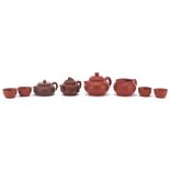 Chinese Yixing terracotta including three teapots, the largest 12.5cm in length : For Further