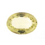 Oval yellow quartz gemstone with certificate, 90.16 carat : For Further Condition Reports Please