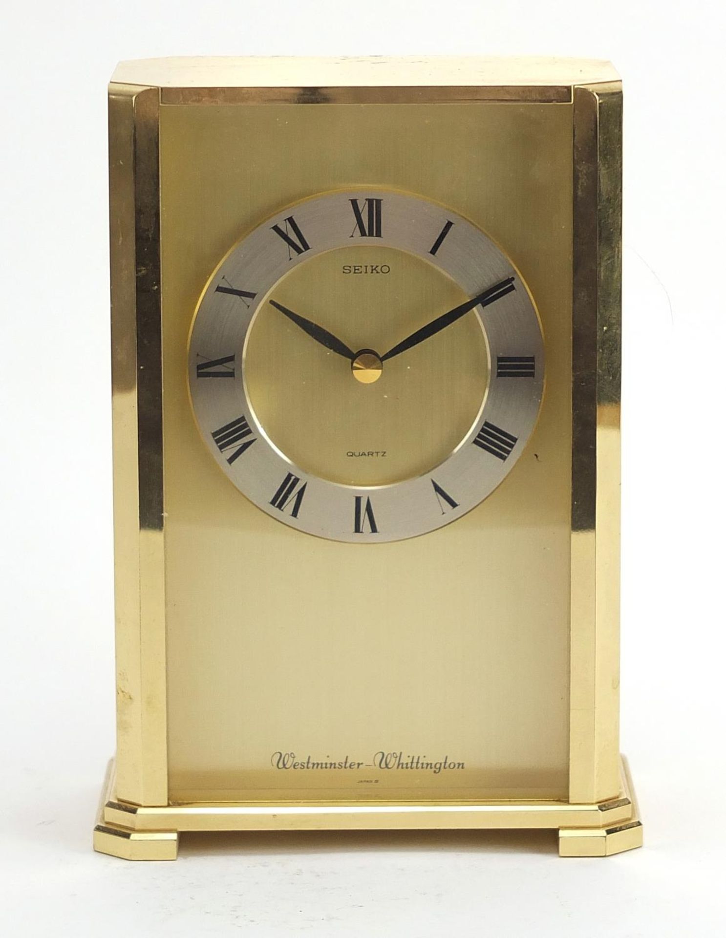 Seiko Westminster-Whittington mantle clock with Roman numerals, 20cm high : For Further Condition - Image 2 of 4