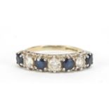 9ct gold sapphire and clear stone half eternity ring, size N, 2.5g : For Further Condition Reports
