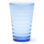 Large Whitefriars blue ribbed glass vase, 26cm high : For Further Condition Reports Please Visit Our