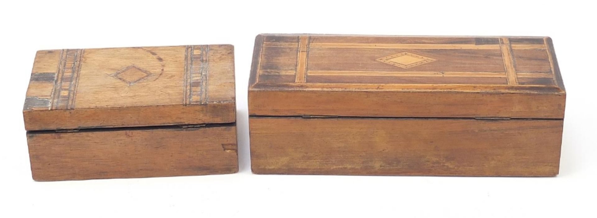 Two 19th century inlaid wooden boxes, the largest 27cm wide : For Further Condition Reports Please - Bild 3 aus 4