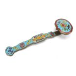Chinese bronze and cloisonne ruyi sceptre, 20cm in length : For Further Condition Reports Please