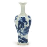 Chinese blue and white porcelain baluster vase hand painted with figures in a landscape, four figure