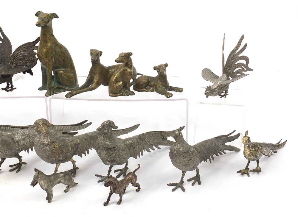 Collection of silver plated and bronzed birds and dogs, the largest 26cm in length : For Further - Image 3 of 3