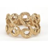 9ct gold pierced ring, size M, 3.7g : For Further Condition Reports Please Visit Our Website -