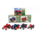 Universal Hobbies, four 1:16 scale die cast tractors, three with boxes comprising Nuffield Universal