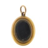 Unmarked gold and enamel mourning locket, 2.3cm high, 2.2g : For Further Condition Reports Please