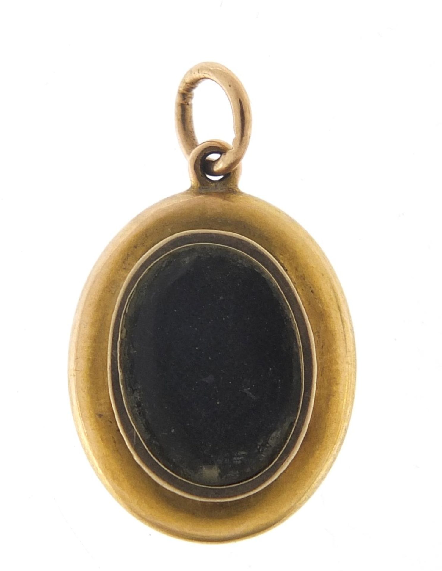 Unmarked gold and enamel mourning locket, 2.3cm high, 2.2g : For Further Condition Reports Please