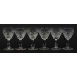 Set of six good quality cut crystal glasses, 11cm high : For Further Condition Reports Please