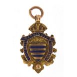 9ct gold and enamel Warminster Football Tournament jewel, 3.2cm high, 7.0g : For Further Condition