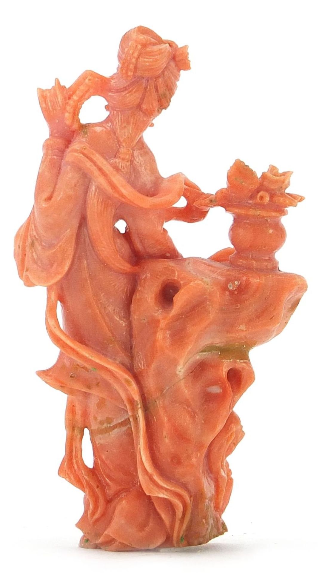 Chinese coral carving of Guanyin, 7cm high : For Further Condition Reports Please Visit Our - Image 3 of 5