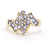 14ct gold purple stone ring, possibly tanzanite, size N, 3.0g : For Further Condition Reports Please