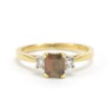 18ct gold topaz and diamond ring, size L, 2.8g : For Further Condition Reports Please Visit Our