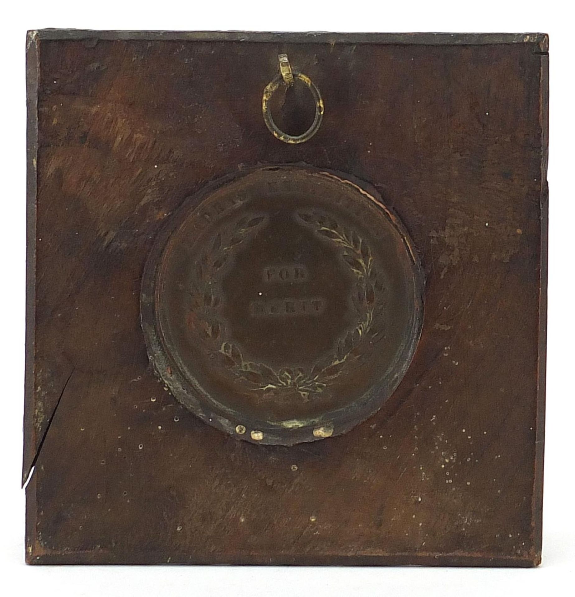 Victoria Young Head bronze Madres Exhibition medallion housed in a carved Black Forest frame, - Image 2 of 2