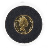 Elizabeth II 1990 Cook Islands gold twenty five dollars, 4.6g including the capsule : For Further