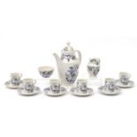 Royal Doulton Nankin six place coffee service, the coffee pot 26cm high : For Further Condition