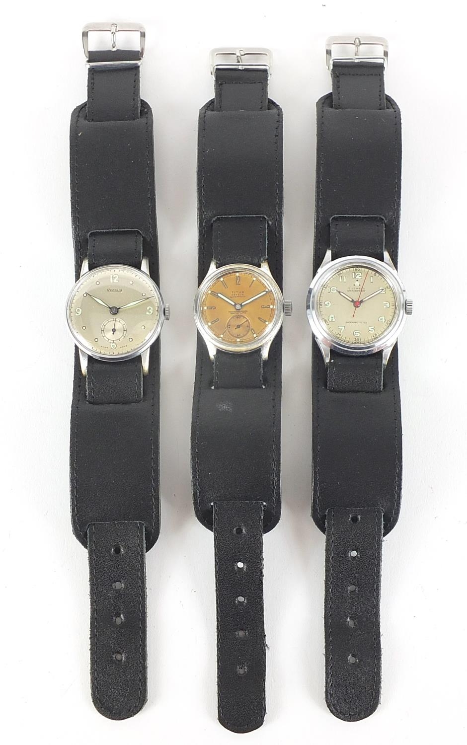 Three military interest gentlemen's wristwatches including Regalis and Titus : For Further Condition - Image 4 of 5