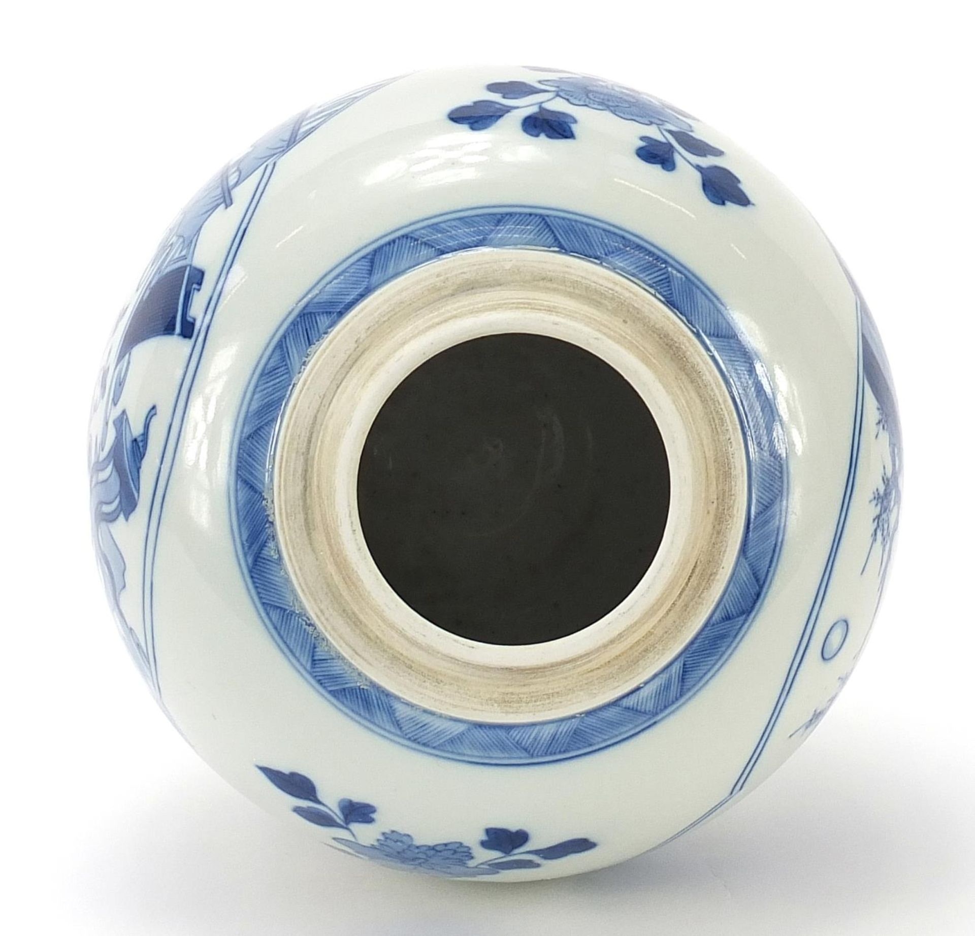 Chinese blue and white porcelain ginger jar hand painted with children playing, Kangxi blue ring - Image 5 of 8