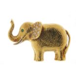 18ct gold and diamond elephant brooch, E W & Co maker's mark, 3.5cm wide, 20.0g : For Further