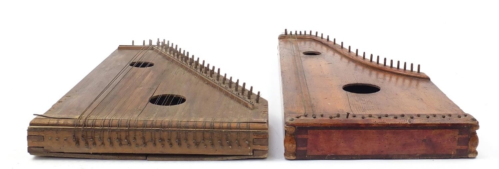 Two hardwood zithers, the largest 80cm high : For Further Condition Reports Please Visit Our Website - Image 4 of 5