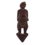 Antique Tribal interest treen carving of a nude man, 10.5cm high : For Further Condition Reports