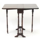 Mahogany drop leaf Sutherland table, 68cm H x 82cm W when open x 68cm D : For Further Condition