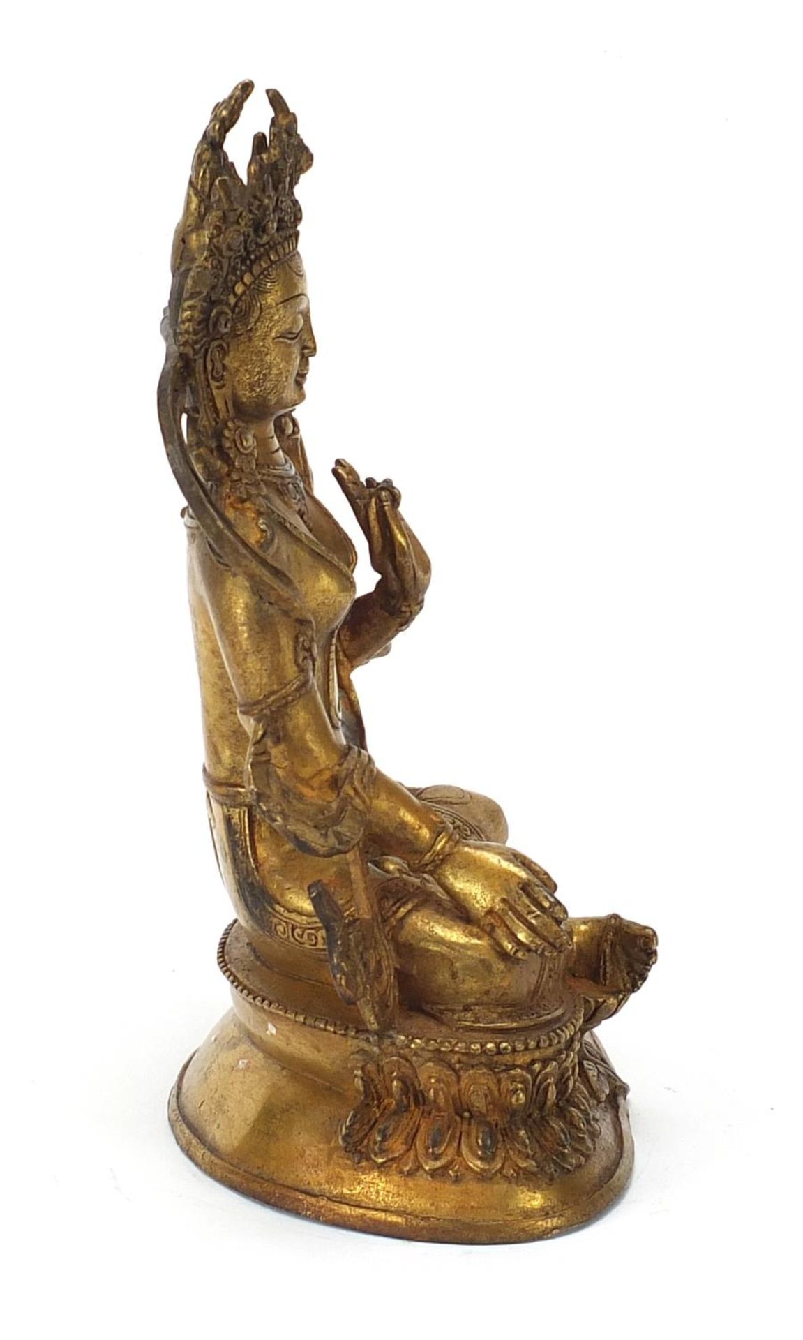 Chino-Tibetan gilt bronze figure of seated Buddha, 22cm high : For Further Condition Reports - Image 5 of 7