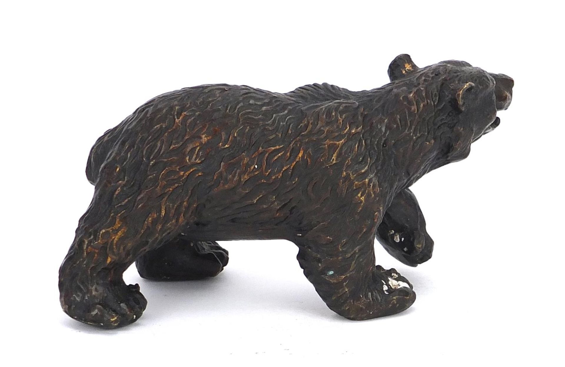 Patinated bronze grizzly bear, 17cm in length : For Further Condition Reports Please Visit Our - Image 2 of 3