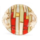 Beswick, Art deco twin handled serving bowl having a chequered design, 30.5cm wide : For Further